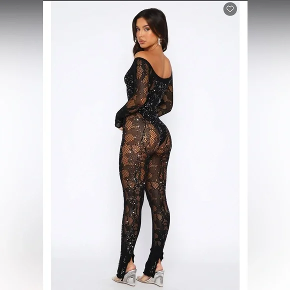 Pressure Makes Diamonds Long Sleeve Jumpsuit Black - one size fit all - Picture 2 of 2